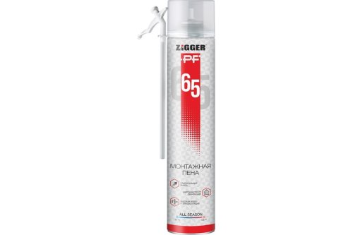 Пена монтажная бытовая ZIGGER PF, всесезонная, выход до 65 л, 830 мл фото Пена монтажная бытовая ZIGGER PF, всесезонная, выход до 65 л, 830 мл картинка